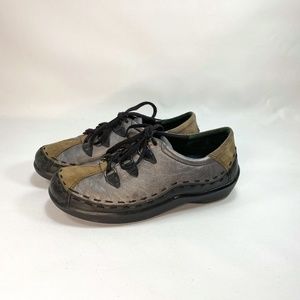 Ziera Allsorts Gray Metallic Tan Suede Lace Up Shoes Comfort Cushion Casual 9